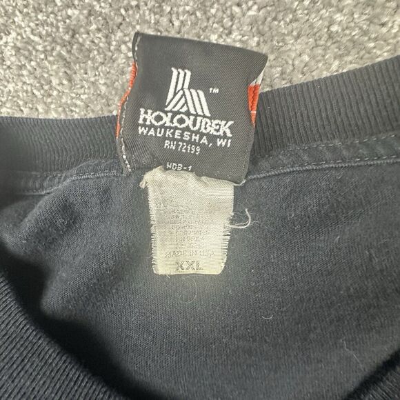 Harley Davidson Flame Sleeve Eagle Shirt Mens 2XL Regular Black Y2K Made in USA - Picture 6 of 7